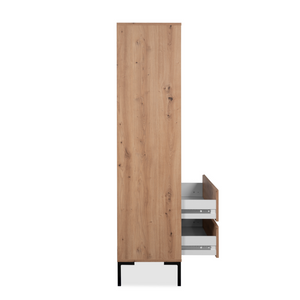Ripiani e cassetti per comò in legno con profilo aperto e sfondo bianco Concept-U