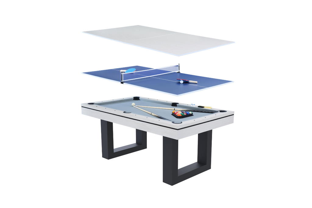 Tavolo multigioco 3 in 1 biliardo e ping pong in legno grigio Denver