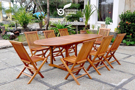 Mobile da giardino teak 8 sedie ovale Lubok