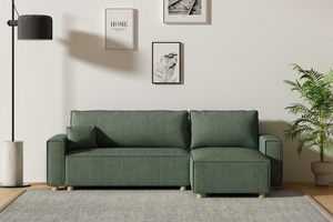 divano cosy angolare in velluto verde trasformabile 