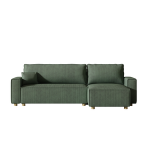 divano in velluto verde trasformabile angolare cosy - sfondo bianco 1