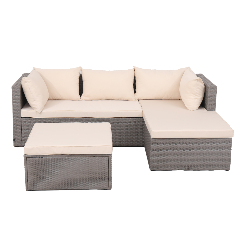 Salotto da giardino angolare reversibile in resina intreciatta