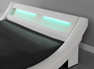 Struttura letto in similpelle bianca con LED integrati 160 x 200 cm Paddington zoom 4