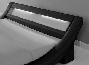 Struttura letto in similpelle nera con LED integrati 160 x 200 cm Paddington zoom 1