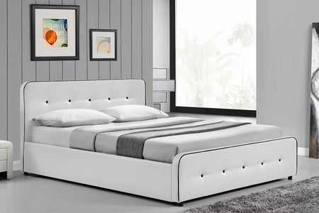 Struttura letto imbottita con box contenitore integrato nera - 160 x 200 cm London