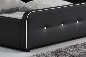 Struttura letto nera imbottita con box contenitore integrato - 140 x 190 cm London