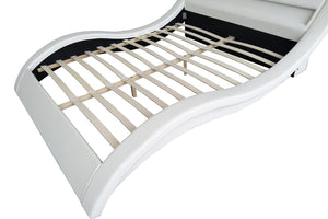 Struttura letto bianca in similpelle con LED integrati 160 x 200 cm Paddington