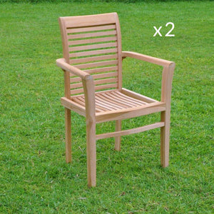 Set di 2 sedie impilabili in teak Kursi