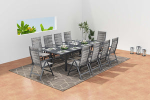 Tavolo da giardino allungabile per 10 persone + 10 sedie in alluminio