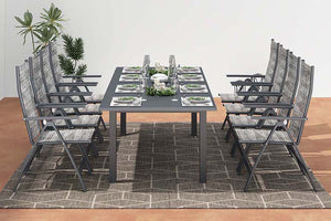 Tavolo da giardino allungabile per 10 persone + 8 sedie in alluminio