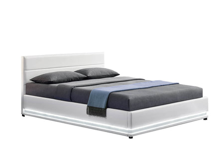 struttura letto con contenitore LED 140x190 cm Bianco New York concept u