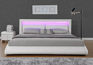Struttura letto design LED 160x200 Bianco imitazione Brixton zoom 1