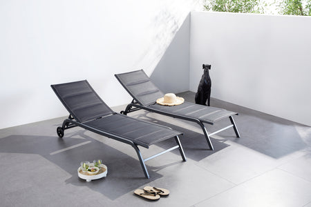 Set di 2 sdraio in alluminio nero
