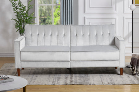 Divano 3 posti trasformabile di design in velluto grigio Liverpool