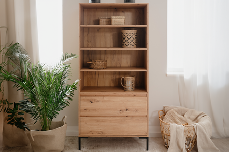 Cassettiera di design Navi in ​​legno con ripiani e cassetti concept u