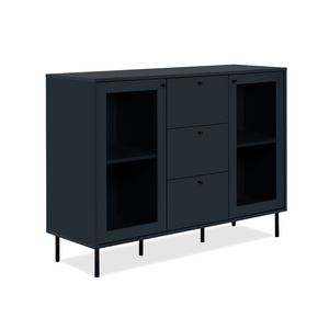 Credenza alta blu navy design Lanzarote fondo bianco open face