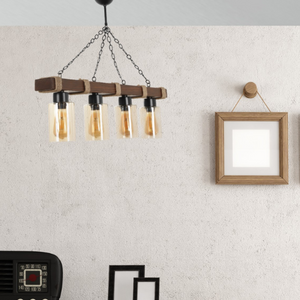 Candeliere a 4 Lampadine Saphia in Legno atmosfera concept u