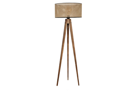 Lampada a 3 gambe in legno romane con fondo bianco concept u