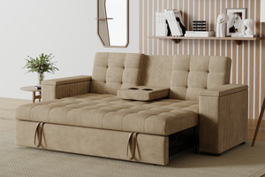 Divano letto aperto velluto a coste beige - Concept-U