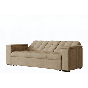 Divano letto reclinabile velluto a coste beige - Concept-U - sfondo bianco