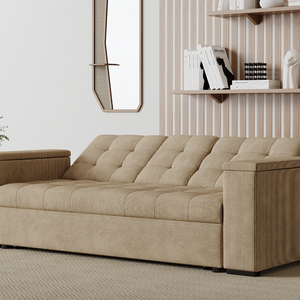 Divano letto reclinabile velluto a coste beige - Concept-U