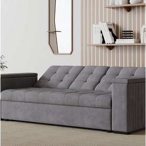 Divano letto reclinabile velluto a coste grigio chiaro Concept-U