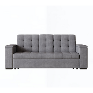 Divano letto velluto a coste grigio chiaro Concept-U - sfondo bianco