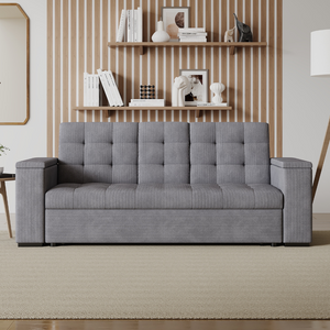 Divano letto velluto a coste grigio chiaro Concept-U