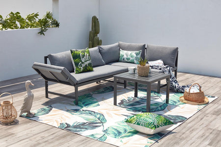 Divano reclinabile in metallo grigio scuro a 4 posti Katéa