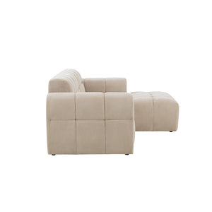 Divano angolare a 3 posti in velluto beige nuvola Salford Packshot profilo concept u