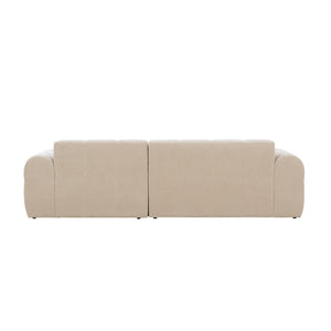 Divano angolare a 3 posti in velluto beige nuvola Salford confezione vista posteriore concept u