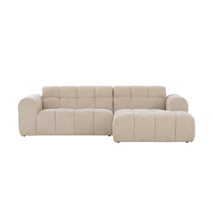Divano angolare a 3 posti in velluto beige nuvola Salford packshot concept u