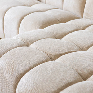 Divano angolare a 3 posti in velluto beige nuvola tessuto Salford Zoom concept u