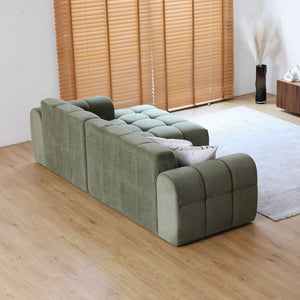 Divano angolare a 3 posti in velluto verde Salford vista posteriore concept u
