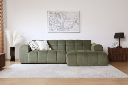 Divano angolare a 3 posti in velluto verde nuvola ambiente Salford concept u