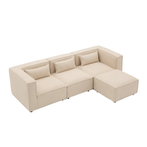 Divano modulare a 3 posti in tessuto bouclé beige modulare packshot dall'alto Tessuto bouclé - Beige concept u