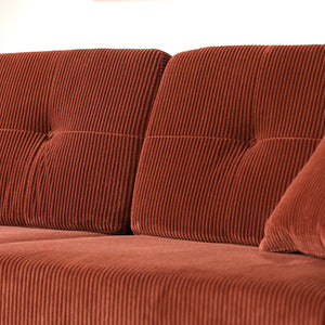 Divano scandinavo a 3 posti in velluto a coste color terracotta Hoga Zoom concept u