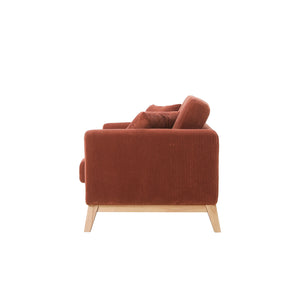 Divano scandinavo a 3 posti in velluto a coste color terracotta Hoga vista di profilo concept u