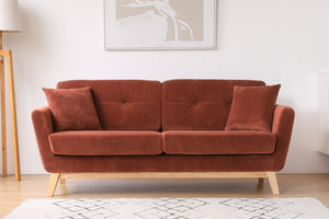 Divano scandinavo a 3 posti in velluto a coste e terracotta atmosfera Hoga concept u