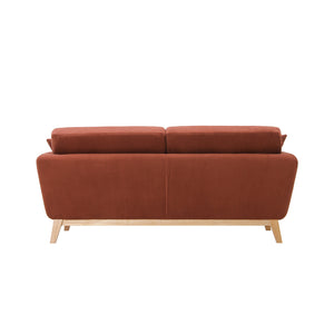 Divano scandinavo a 3 posti in velluto a coste color terracotta Hoga vista posteriore concept u
