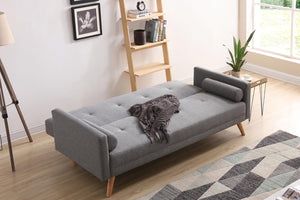 Divano trasformabile in stile scandinavo 3 posti atmosfera in legno grigio chiaro divano aperto concept u