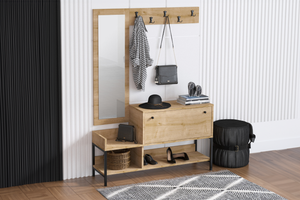 Dragor appendiabiti rettangolare in legno per ingresso concept u