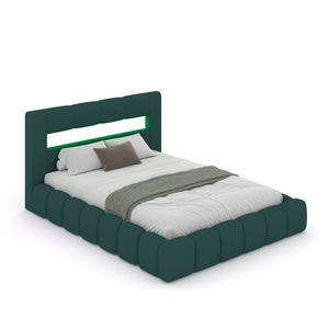 Letto contenitore cloud 160x200 velluto verde LED Omaha Packshot chiuso concept u