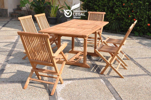 Mobile da giardino teak 4 sedie e 2 poltrone rettangolare Kajang