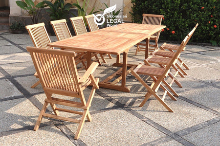 Mobile da giardino teak 8 sedie e 2 poltrone rettangolare Kajang