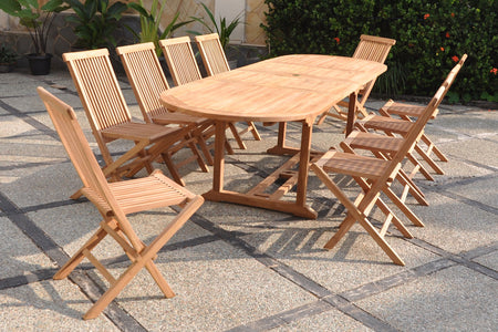 Mobile da giardino teak grezzo 10 sedie ovale Kajang