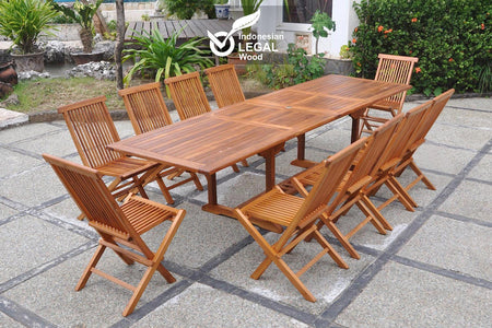 Mobile da giardino teak oliato 10 sedie rettangolare Lubok