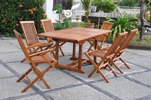 Mobile da giardino teak oliato 4 sedie e 2 poltrone rettangolare Lubok