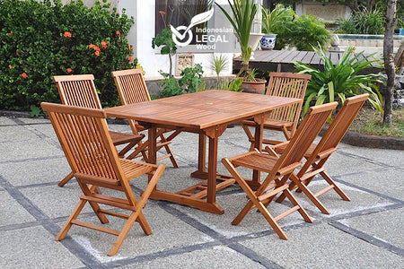 Mobile da giardino teak oliato 6 sedie rettangolare Lubok