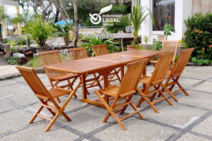 Mobile da giardino teak oliato 6 sedie e 2 poltrone rettangolare Lubok